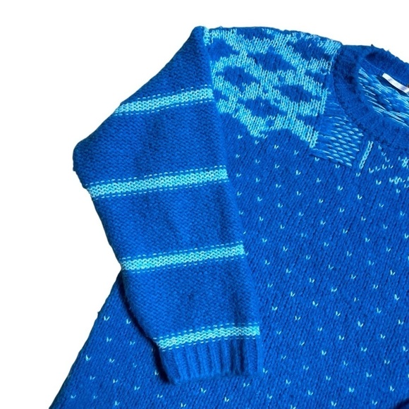 Free People Blue Wool Blend Snowy Day Oversized Pullover Sweater Women’s US M - Picture 3 of 10